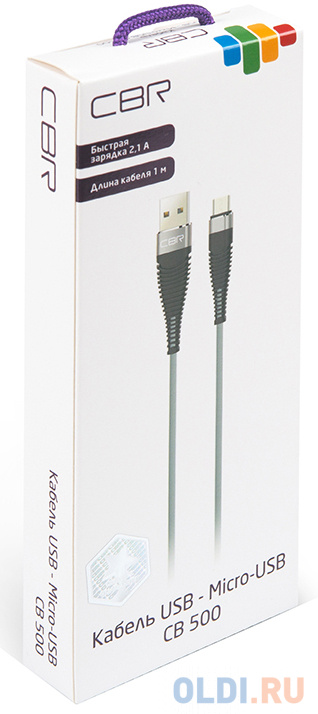 Кабель microUSB 1м CBR CB 500 круглый серебристый фото