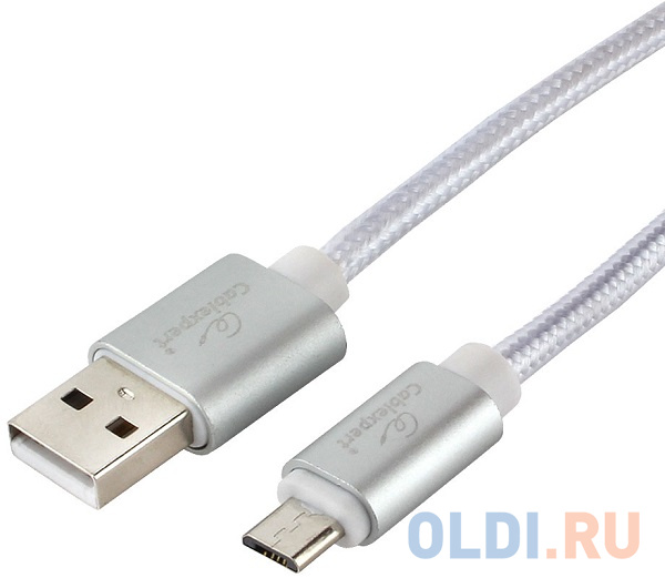 Кабель USB 2.0 microUSB 1.8м Cablexpert CC-U-mUSB01S-1.8M круглый серебристый - фото 1