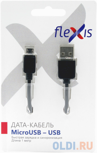 

Кабель microUSB 1м Flexis Simple круглый черный