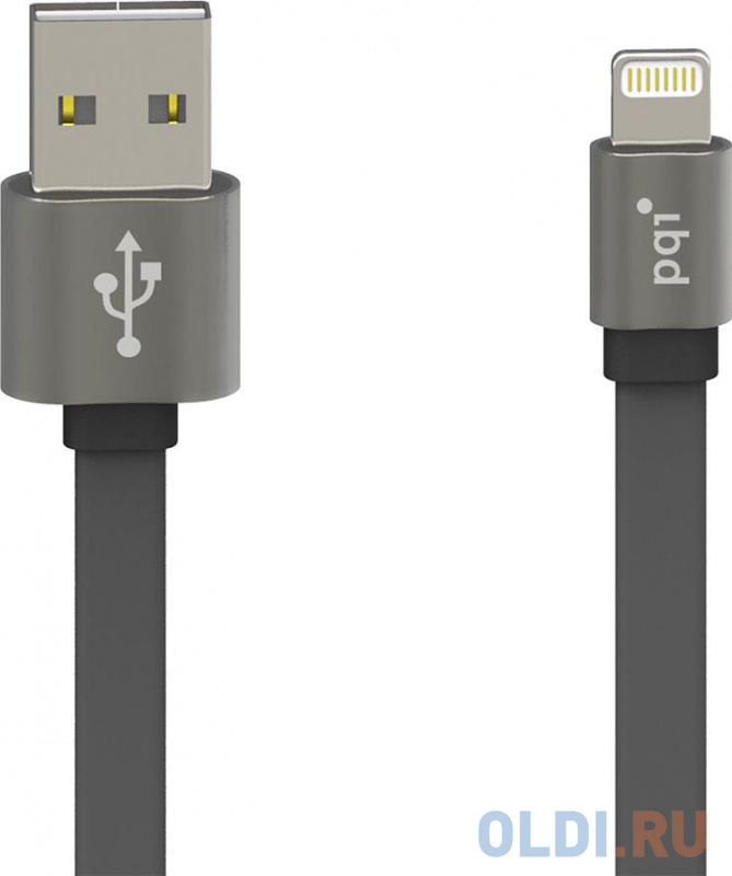 

Кабель Lightning 1м PQI 6ZC190701R002A плоский серый