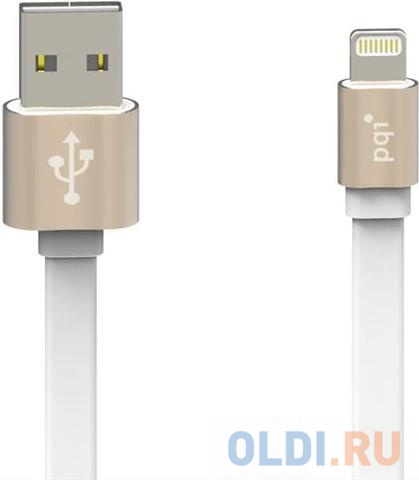 

Кабель Lightning 1м PQI 6ZC190701R003A плоский золотистый