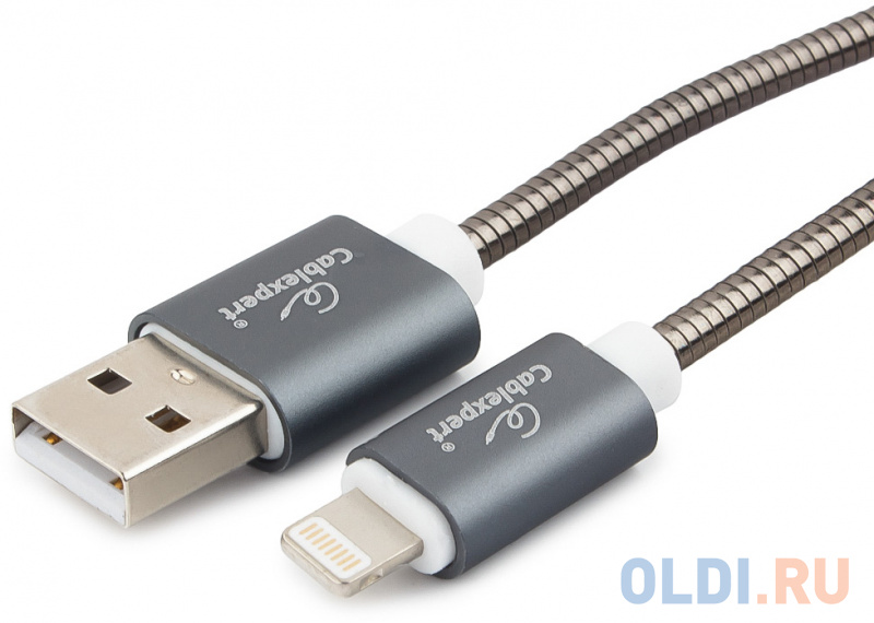 

Кабель Lightning Cablexpert CC-G-APUSB02Gy-0.5M круглый титановый