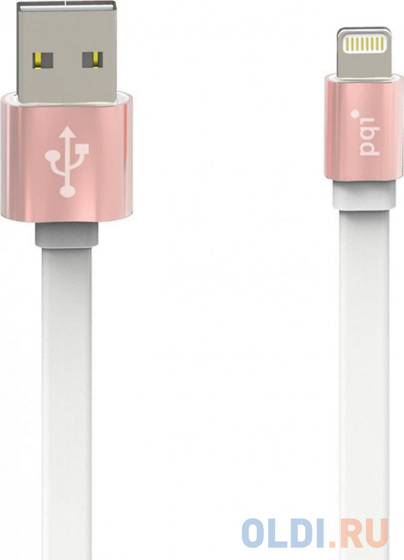 

Кабель Lightning 1м PQI 6ZC190701R004A плоский розовый