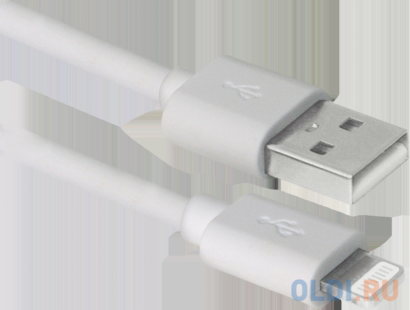 

Кабель Lightning 1м Defender ACH01-03BH круглый белый