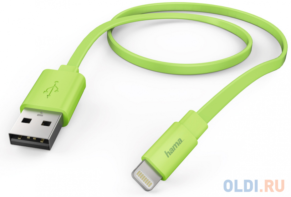 

Кабель Lightning 1.2м HAMA Flat плоский зеленый