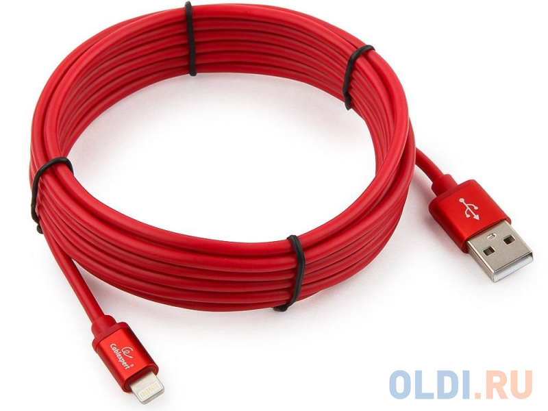 

Кабель Lightning 3м Gembird CC-S-APUSB01R-3M круглый красный