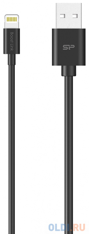 

Кабель Lightning 1м Silicon Power SP1M0ASYLK10AL1K круглый черный