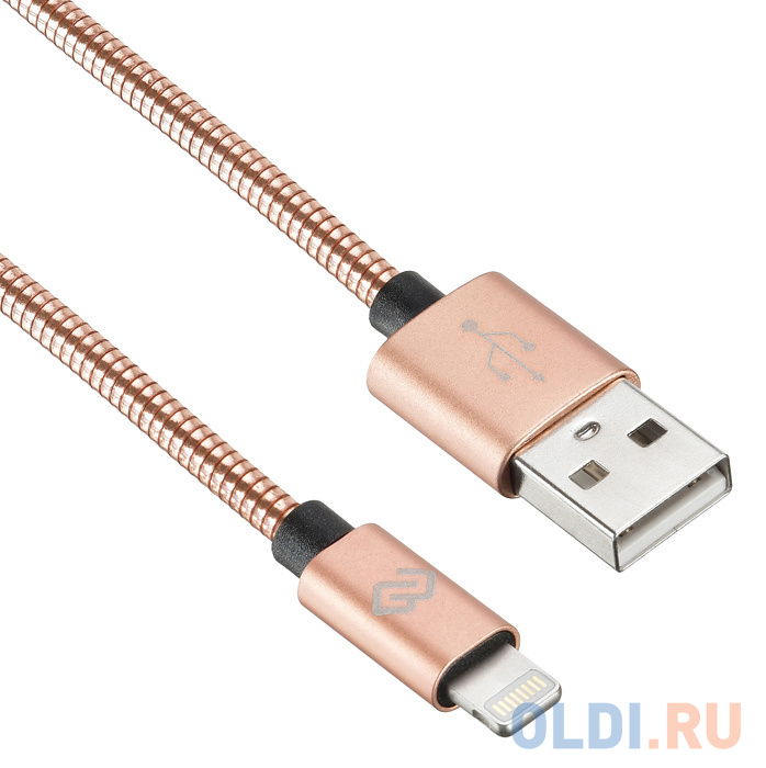 Кабель Lightning 0.15м Digma 1080350 круглый розовое золото