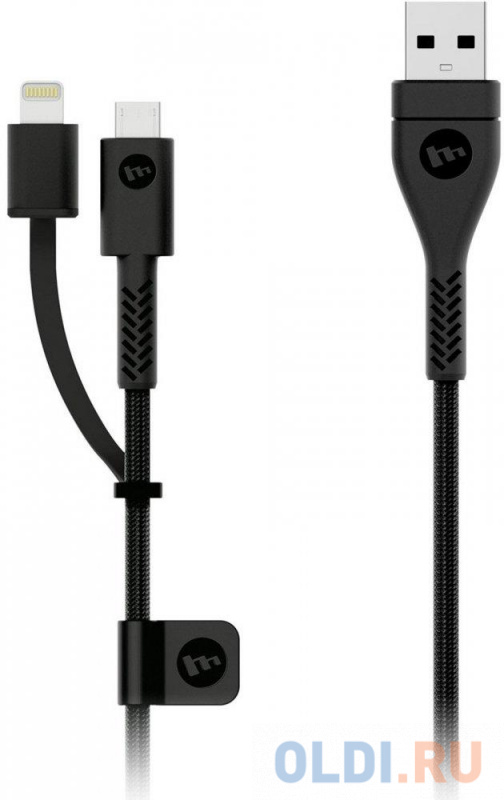 

Кабель Lightning USB microUSB 1.2м Mophie PRO 3609 круглый черный