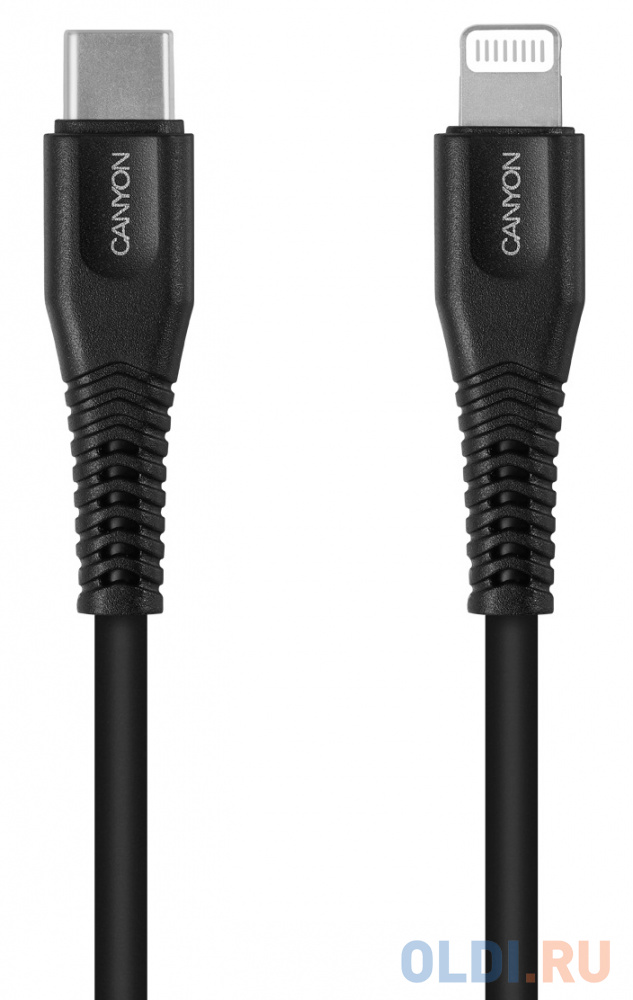 

Кабель Lightning Type-C 1.2м Canyon CNS-MFIC4B круглый черный