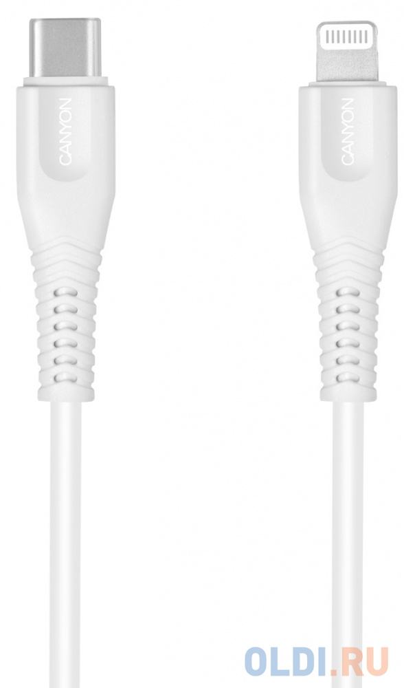 

Кабель Lightning Type-C 1.2м Canyon CNS-MFIC4W круглый белый