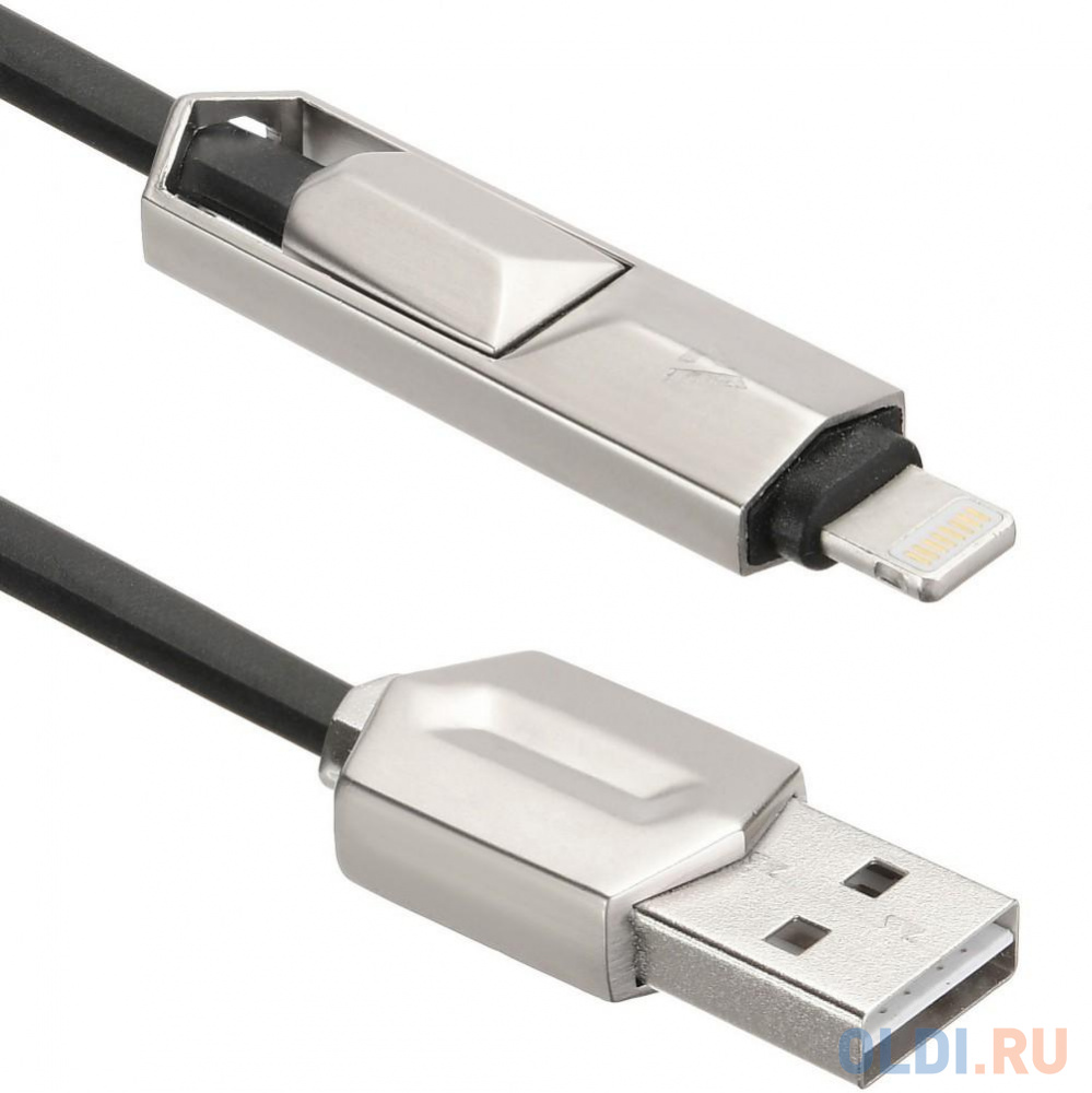 

Кабель microUSB Lightning 1м ACD ACD-U924-PMB плоский черный