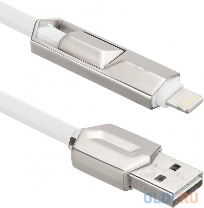 

Кабель microUSB Lightning 1м ACD ACD-U924-PMW плоский белый