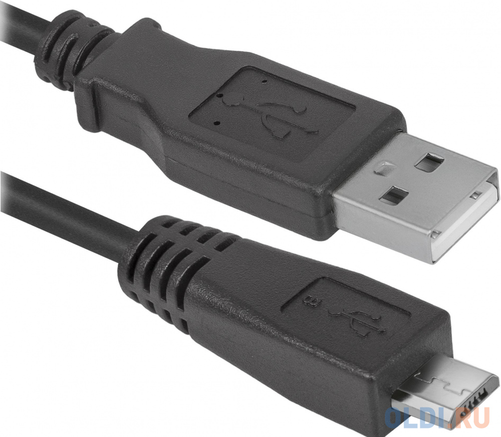 Кабель microUSB 1.8м Defender USB08-06 круглый черный