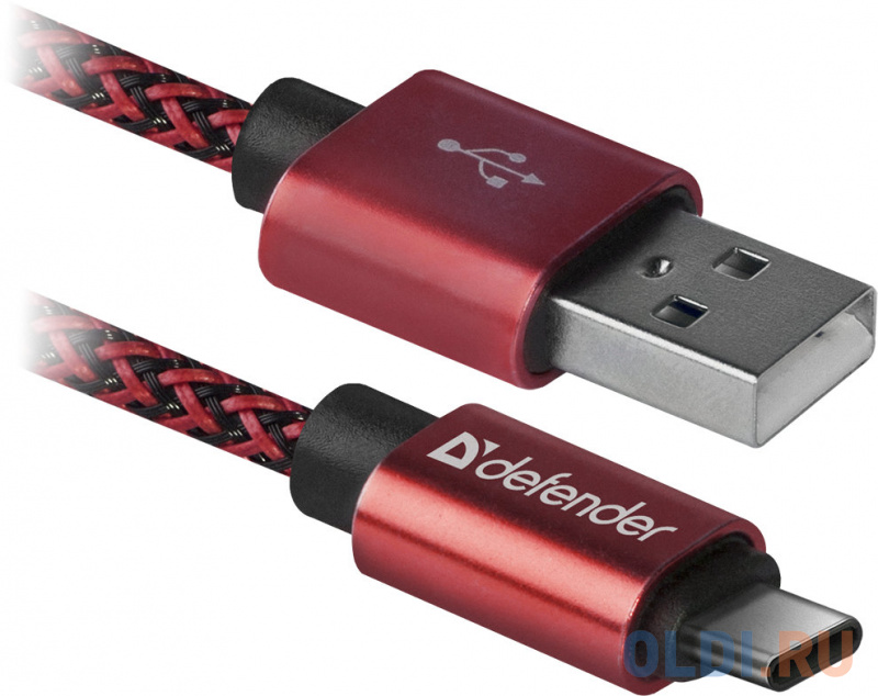 Кабель Type-C 1м Defender USB09-03T PRO круглый красный фото