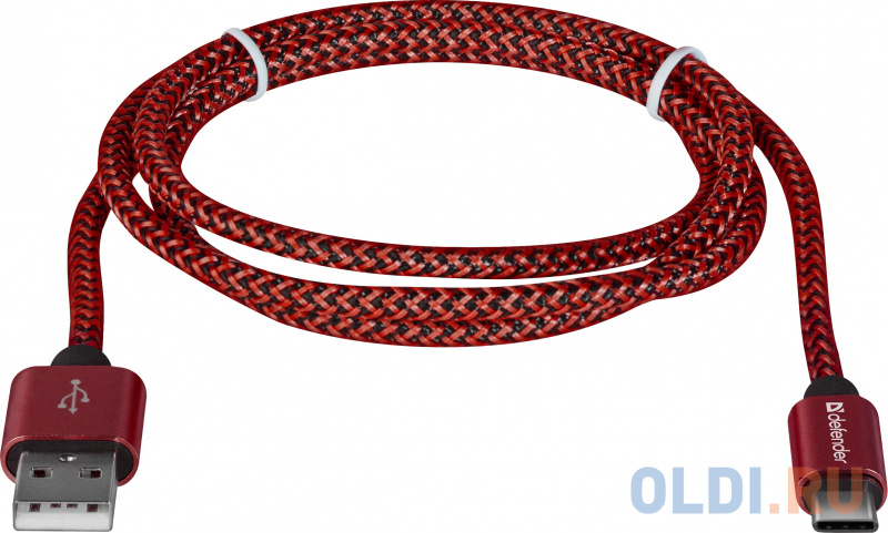 Кабель Type-C 1м Defender USB09-03T PRO круглый красный фото