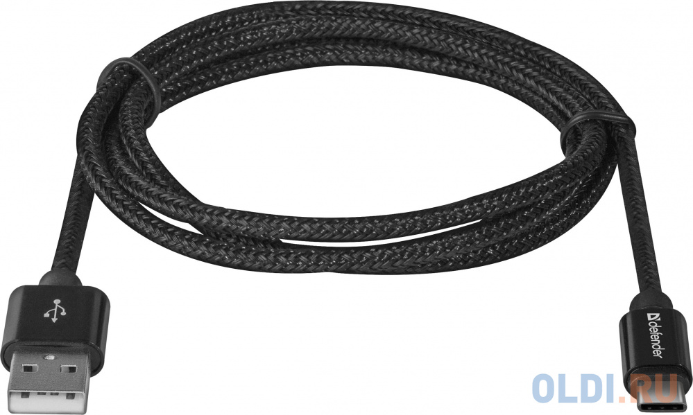 Кабель Type-C 1м Defender USB09-03T PRO круглый черный фото