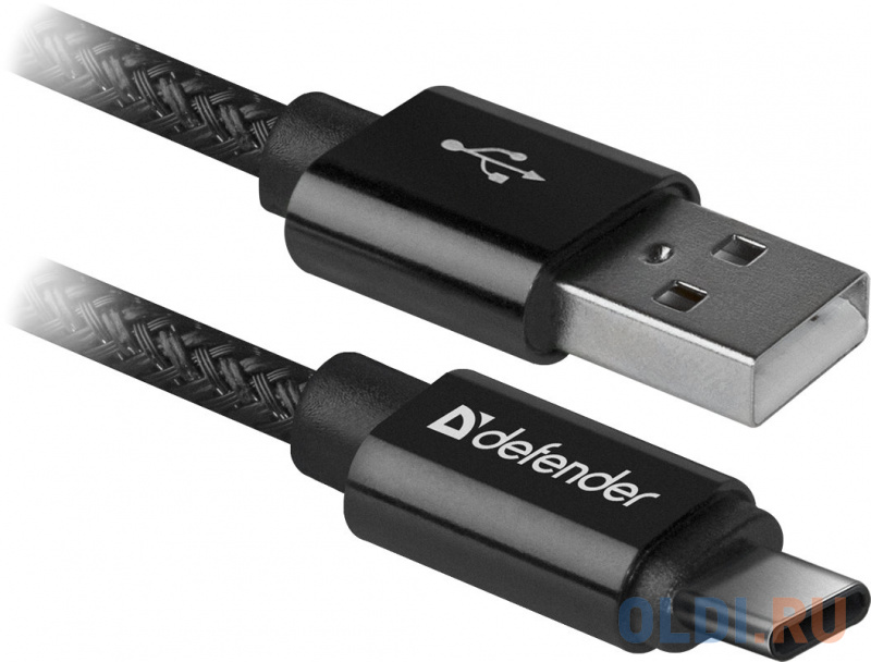 Кабель Type-C 1м Defender USB09-03T PRO круглый черный фото