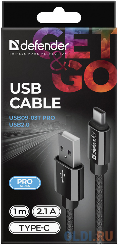 Кабель Type-C 1м Defender USB09-03T PRO круглый черный фото
