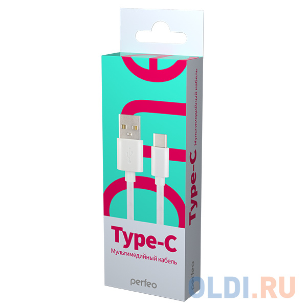Кабель Type-C 1м Perfeo U4704 круглый белый фото