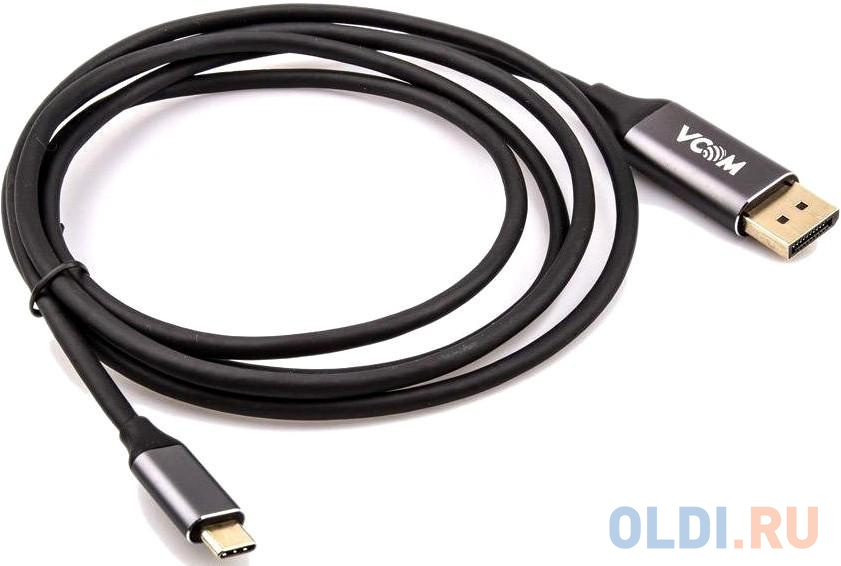 Кабель USB Type C DisplayPort 1.8м VCOM Telecom CU422MC-1.8M круглый черный кабель type c 1м cablexpert ccp usb2 amcm 1m круглый