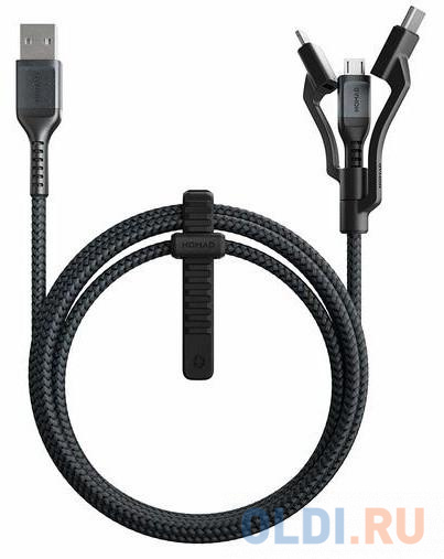 

Кабель microUSB USB-A Type-C 1.5м Nomad Universal Cable Kevlar 3 in 1 круглый черный