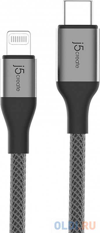 

Кабель Lightning Type-C 1.2м j5create JLC15B круглый черный