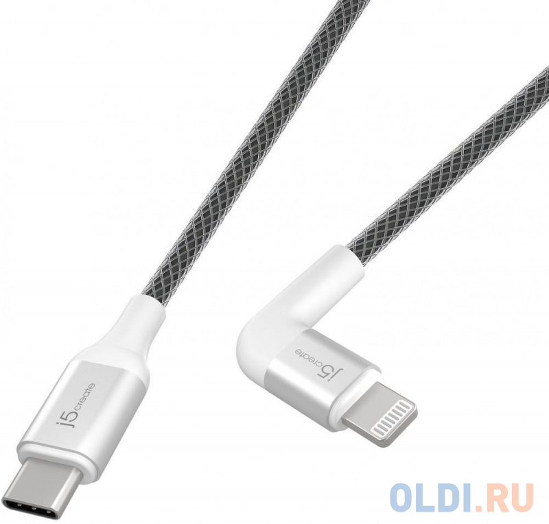 

Кабель Lightning Type-C 1.2м j5create JALC15W круглый черный/серебристый