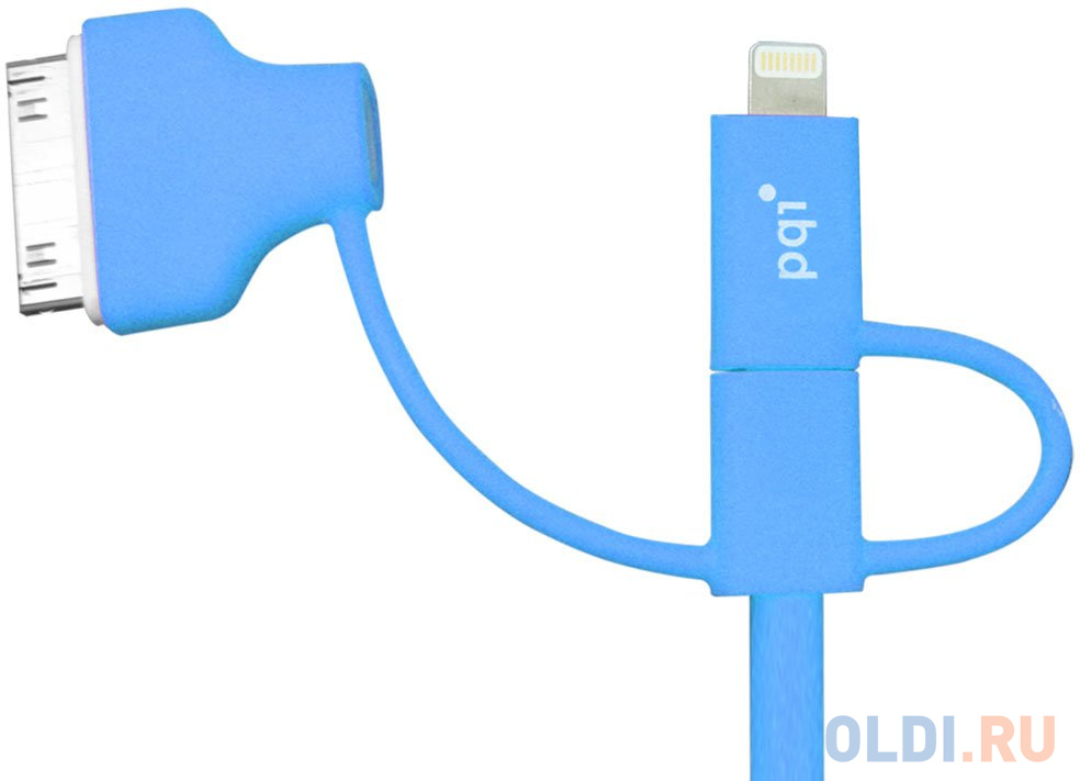 

Переходник microUSB Lightning 30 pin 0.9м PQI PQI-iCABLE-MULTIPLUG-BL круглый синий