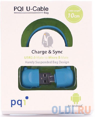 

Переходник microUSB 0.1м PQI PQI-uCABLE-BAG-BL круглый синий