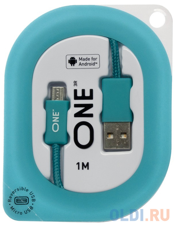 

Кабель microUSB 1м One ONE_PC_ANDROID_TQ круглый бирюзовый