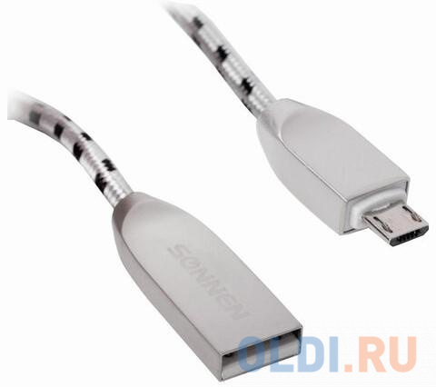 Кабель USB 2.0 microUSB 1м Sonnen Premium круглый черный/белый 513125 - фото 1