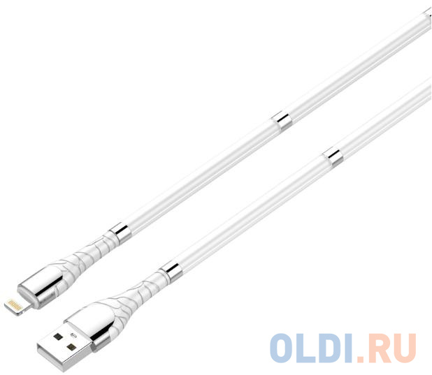 

LDNIO LD_B4483 LS511/ USB кабель Lightning/ 1m/ 2.4A/ медь: 86 жил/ Магнитная оплетка/ White, Белый