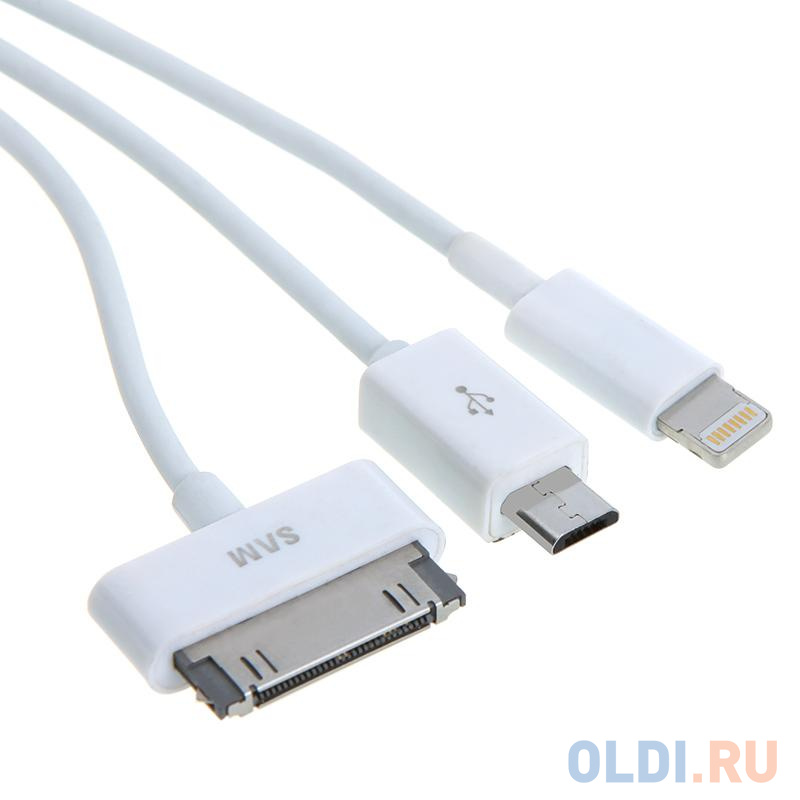 Кабель USB Apple 30-pin Lightning microUSB 0.2м .NoBrand круглый белый фото