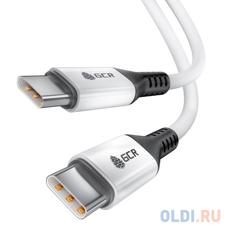 GCR Кабель 1.5m Type C-C, для MacBook 18W, белый, AL корпус белый, черный ПВХ, GCR-53119 Вид№2