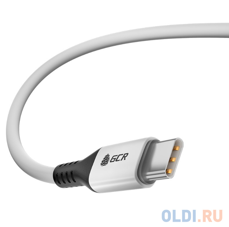 GCR Кабель 1.5m Type C-C, для MacBook 18W, белый, AL корпус белый, черный ПВХ, GCR-53119 Вид№3