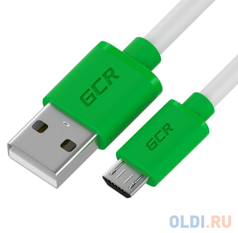 Кабель USB 2.0 1м Green Connection GCR-52478 круглый бело-зеленый