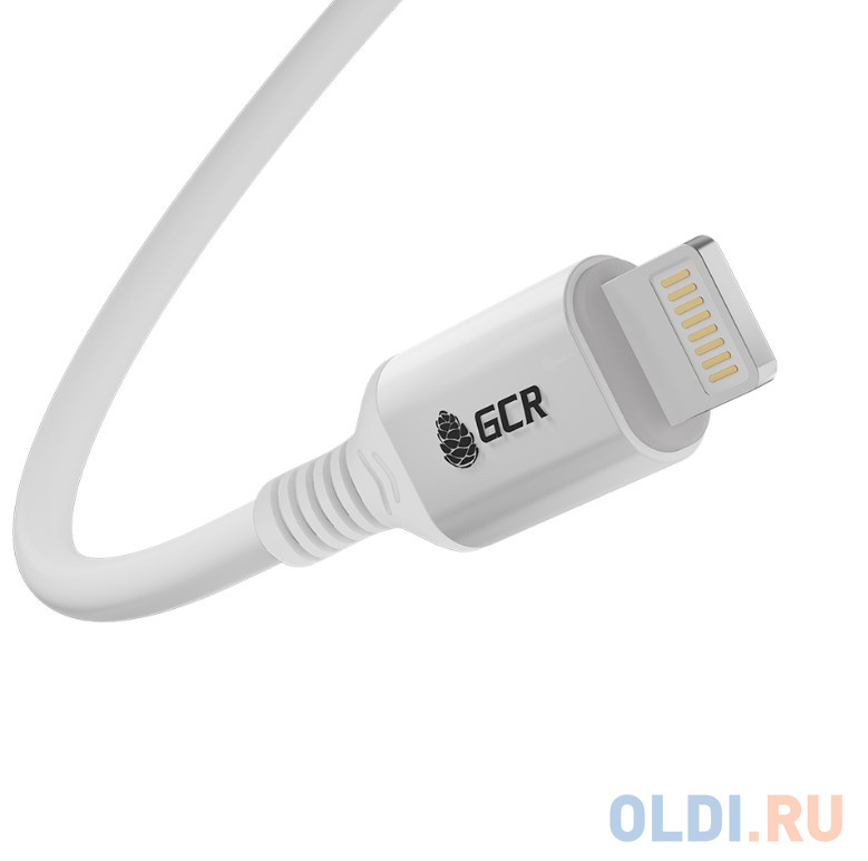 GCR Кабель PREMIUM 1.5m TypeC/Lightning MFI POWER DELIVERY 18 W, быстрая зарядка, белый силикон, AL case белый, белый ПВХ, GCR-53531 Вид№3