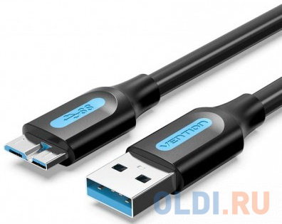 Кабель USB 3.0 miniUSB 0.5м Vention COPBD круглый черный кабель miniusb гарнизон круглый gcc usb2 am5p 0 5m
