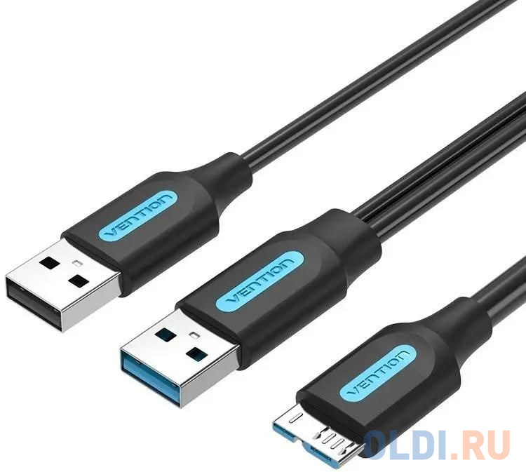 

Кабель Vention USB 3.0 AM/micro B, USB 2.0 AM - 0.5м