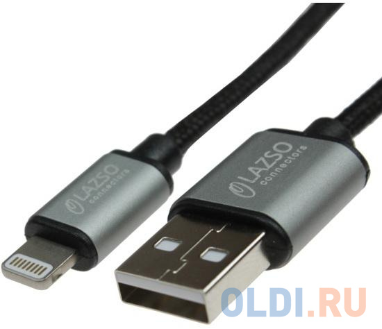 

Кабель USB 2.0 Lightning 1.5м LAZSO WU-202 круглый серебрянный черный
