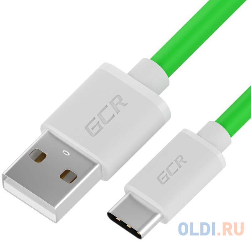 

GCR QC Кабель 0.25m, TypeC, быстрая зарядка, зеленый TPE, белые коннекторы, 28/22 AWG, GCR-53040, Белый
