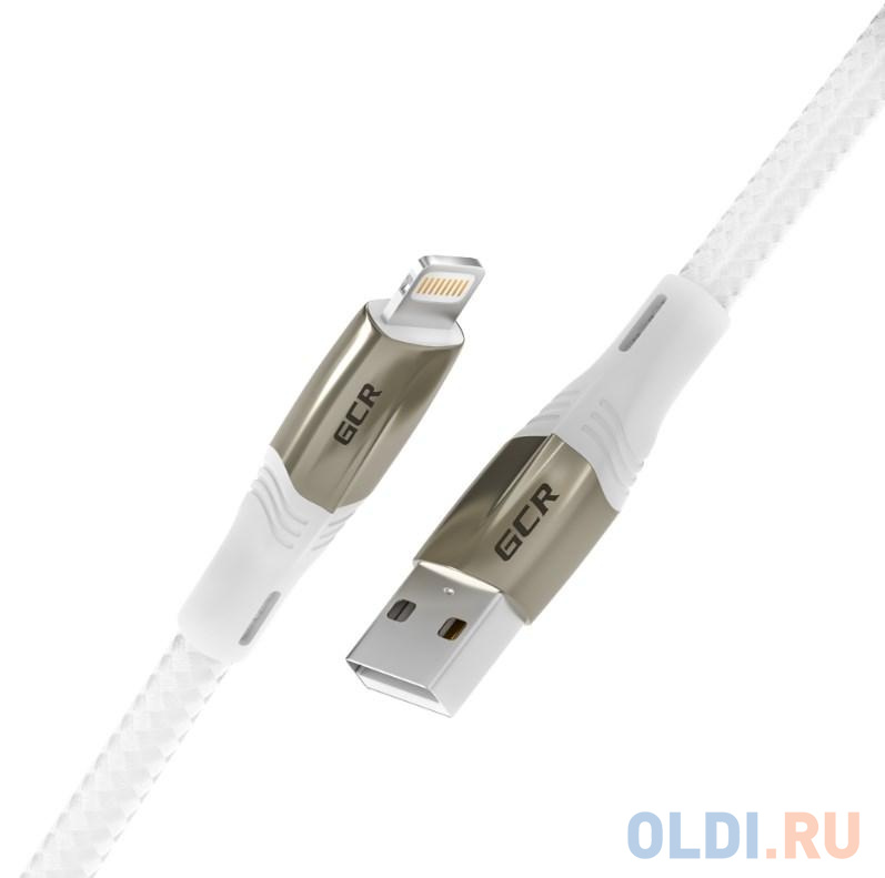 GCR Кабель 1.7m для iPod, iPhone, iPad series MERCEDES, WHITE NYLON, MFI, GCR-52578