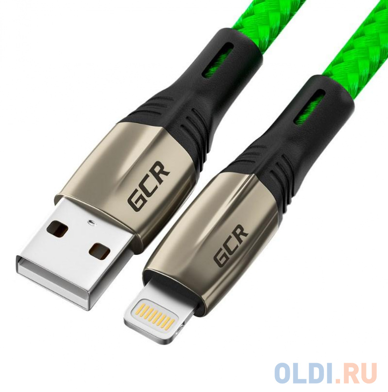 

GCR Кабель 1.7m для iPod, iPod, iPhone, iPad, MFI series MERCEDES, GREEN NYLON, GCR-52785, Черный/зеленый