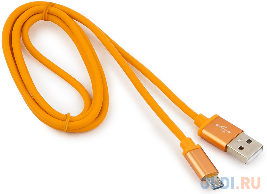 

Кабель USB 2.0 microUSB 1м Gembird Silver круглый оранжевый CC-S-mUSB01O-1M
