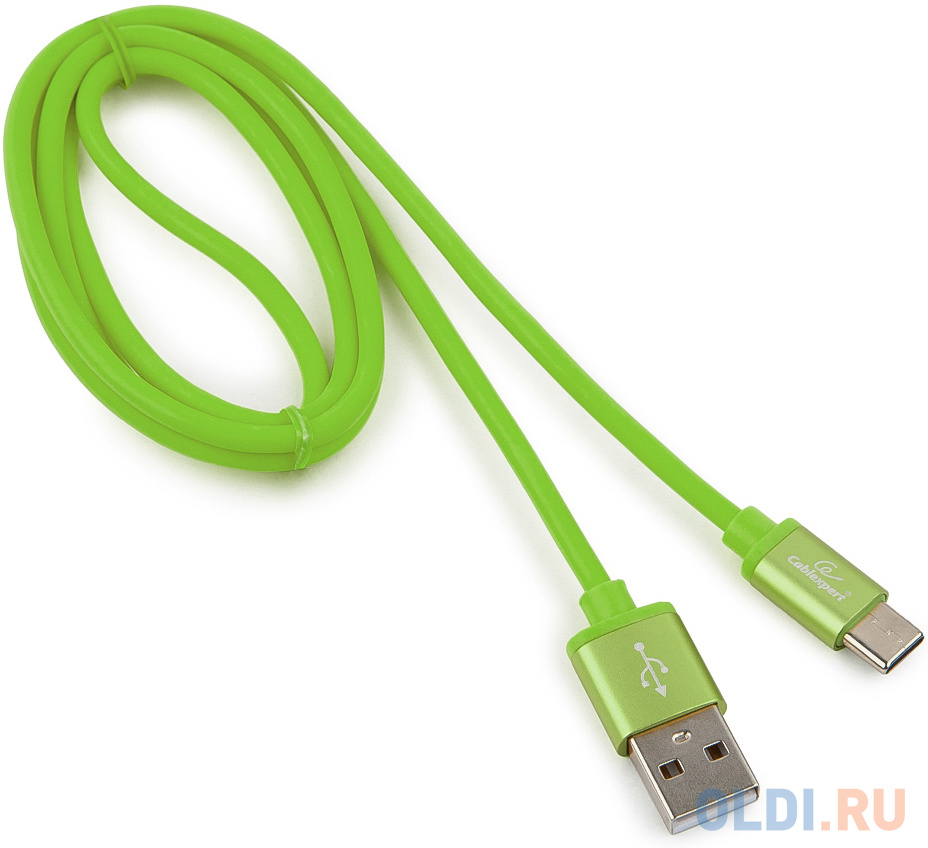 

Кабель USB 2.0 Type-C 1м Cablexpert Silver круглый зеленый CC-S-USBC01Gn-1M