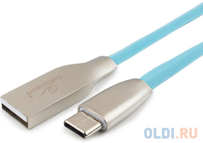 

Кабель USB 2.0 Type-C 1м Cablexpert Gold ромбовидный голубой CC-G-USBC01Bl-1M