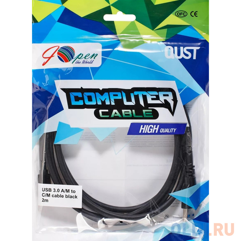 Кабель USB Type C USB 3.0 2м VCOM Telecom ACU401-2M круглый черный Кабель USB Type C USB 3.0 2м VCOM Telecom ACU401-2M круглый черный фото