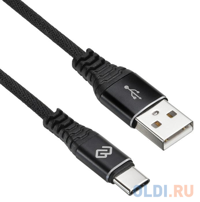 Кабель Digma TYPE-C-2M-BRAIDED-BLK USB (m)-USB Type-C (m) 2м черный фото