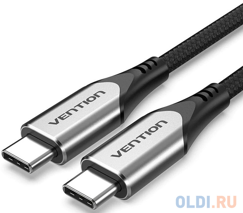 Vention USB-C to USB-C 3.1 Cable 1M Cotton Braided Gray концентратор usb type c vention tnfhb 3 х usb 3 0 rj 45 usb type c серый